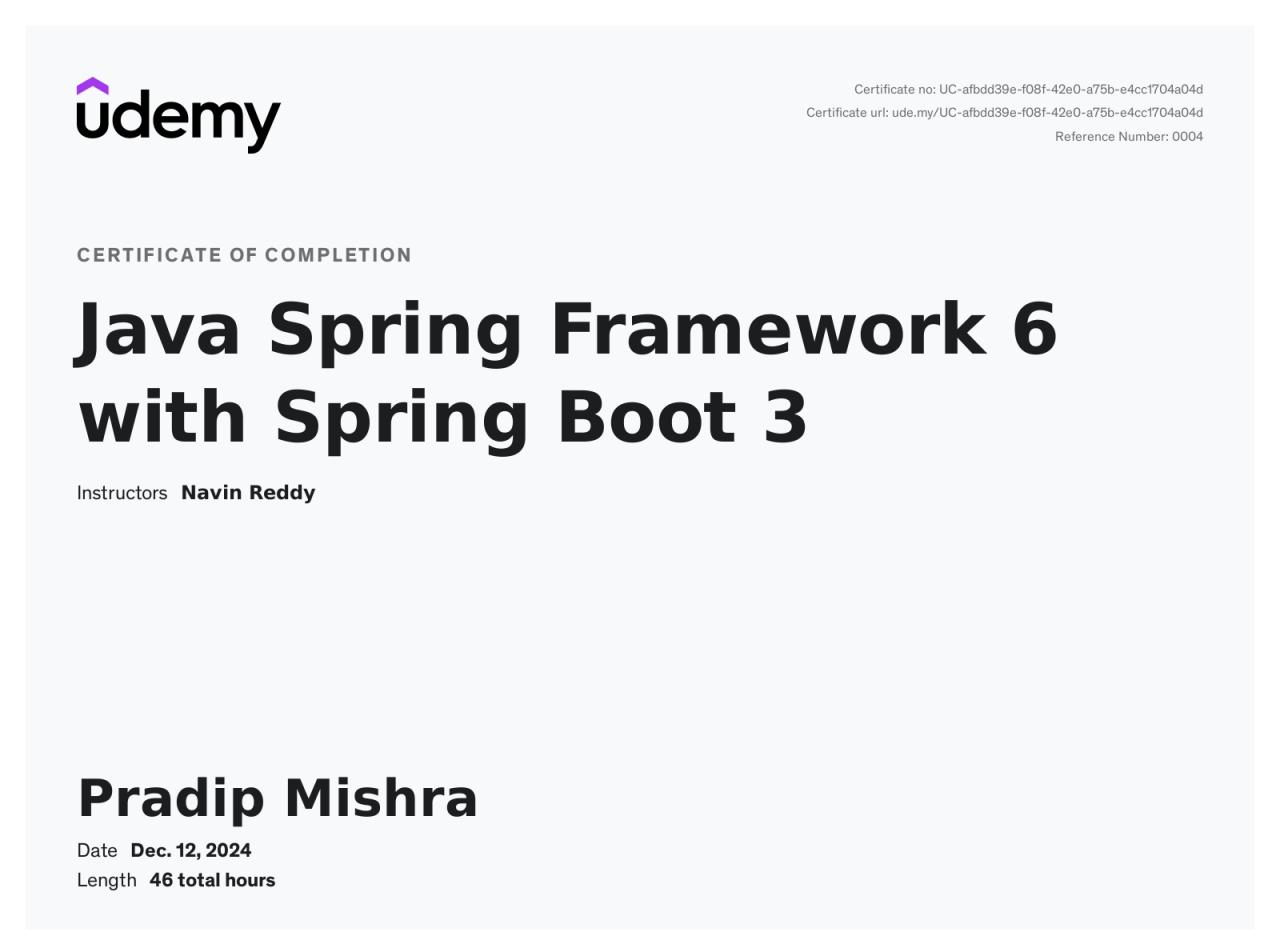 Java Spring Framework 6 Certificate